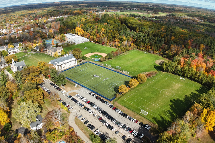 Berwick Academy campus, surrounded by lush New England forest